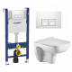 Комплект 3 в 1 инсталляция Geberit Duofix + Подвесной унитаз WeltWasser Kehlbach 004 GL-WT + кнопка белая в современном стиле