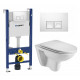 Комплект 3 в 1 инсталляция Geberit Duofix + Подвесной унитаз WeltWasser Baarbach 004 GL-WT + кнопка белая в современном стиле
