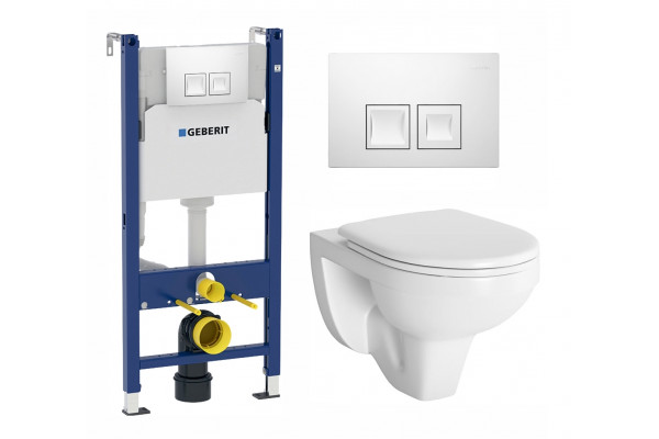 Комплект 3 в 1 инсталляция Geberit Duofix + Унитаз подвесной Berges Wasserhaus Gamma 081105 + кнопка белая в современном стиле