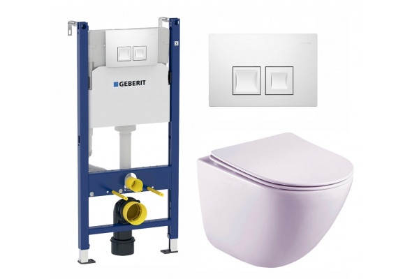 Комплект 3 в 1 инсталляция Geberit Duofix + Унитаз подвесной Esbano Lotus ESUPLOTUW + кнопка белая в современном стиле