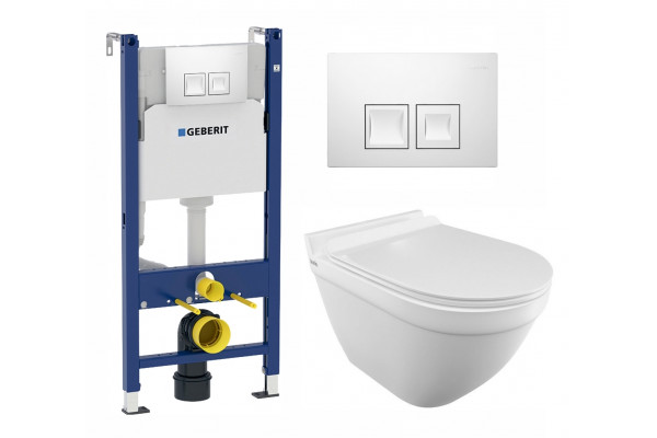 Комплект 3 в 1 инсталляция Geberit Duofix + Унитаз подвесной Iddis Cloud CLORDSEi25 + кнопка белая в стиле hi-tech