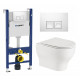 Комплект 3 в 1 инсталляция Geberit Duofix + Подвесной унитаз WeltWasser Erlenbach 004 GL-WT + кнопка белая в современном стиле