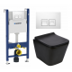 Комплект 3 в 1 инсталляция Geberit Duofix + Подвесной унитаз WeltWasser Gelbach 004 MT-BL + кнопка белая в современном стиле