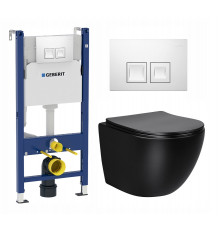 Комплект 3 в 1 инсталляция Geberit Duofix + Унитаз Vincea Globo VT1-14MB + кнопка белая в современном стиле