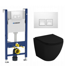 Комплект 3 в 1 инсталляция Geberit Duofix + Унитаз подвесной Grossman GR-4455BMS + кнопка белая в современном стиле