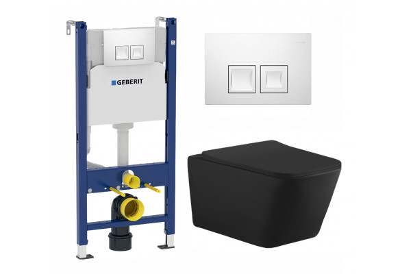 Комплект 3 в 1 инсталляция Geberit Duofix + Унитаз подвесной Aquanet Tavr-W BW 287011 + кнопка белая в современном стиле
