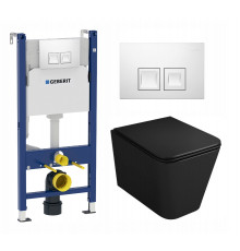 Комплект 3 в 1 инсталляция Geberit Duofix + Унитаз подвесной Owl 1975 Ruta-H OWLT190404 + кнопка белая в современном стиле