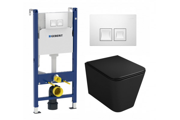 Комплект 3 в 1 инсталляция Geberit Duofix + Унитаз подвесной Owl 1975 Ruta-H OWLT190404 + кнопка белая в современном стиле