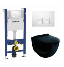 Комплект 3 в 1 инсталляция Geberit Duofix + Унитаз подвесной Esbano Garcia ESUPGARCB + кнопка белая в современном стиле