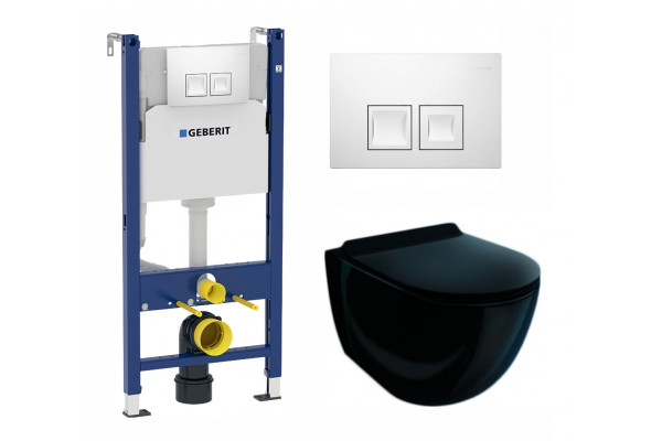 Комплект 3 в 1 инсталляция Geberit Duofix + Унитаз подвесной Esbano Garcia ESUPGARCB + кнопка белая в современном стиле