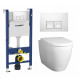 Комплект 3 в 1 инсталляция Geberit Duofix + Унитаз подвесной BelBagno Marino + кнопка белая в современном стиле