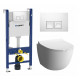 Комплект 3 в 1 инсталляция Geberit Duofix + Унитаз подвесной VitrA Sento 7748В003-0075 + кнопка белая в современном стиле