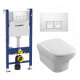 Комплект 3 в 1 инсталляция Geberit Duofix + Унитаз подвесной Jacob Delafon Vox EDM102-00 + кнопка белая в современном стиле