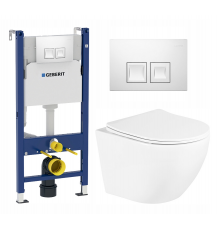 Комплект 3 в 1 инсталляция Geberit Duofix + Унитаз подвесной BelBagno Uno + кнопка белая в современном стиле