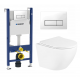 Комплект 3 в 1 инсталляция Geberit Duofix + Унитаз подвесной BelBagno Uno + кнопка белая в современном стиле