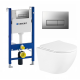 Комплект 3 в 1 инсталляция Geberit Duofix UP100 + Унитаз подвесной BelBagno Uno + кнопка хром матовый в современном стиле