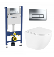 Комплект 3 в 1 инсталляция Geberit Duofix + унитаз подвесной BelBagno Uno + кнопка хром Delta51 в современном стиле