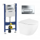 Комплект 3 в 1 инсталляция Geberit Duofix + унитаз подвесной BelBagno Uno + кнопка хром Delta51 в современном стиле