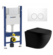 Комплект 3 в 1 инсталляция Geberit Duofix + Унитаз подвесной Weltwasser WW Merzbach 004 MT-BL + белая кнопка в современном стиле