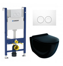 Комплект 3 в 1 инсталляция Geberit Duofix + Унитаз подвесной Esbano Garcia ESUPGARCB + белая кнопка в современном стиле