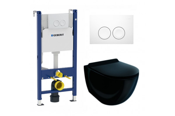 Комплект 3 в 1 инсталляция Geberit Duofix + Унитаз подвесной Esbano Garcia ESUPGARCB + белая кнопка в современном стиле