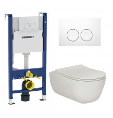 Комплект 3 в 1 инсталляция Geberit Duofix + Унитаз подвесной Berges Wasserhaus Ego XL 082118 + белая кнопка в современном стиле