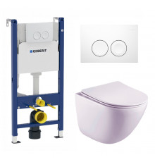 Комплект 3 в 1 инсталляция Geberit Duofix +  Унитаз подвесной Esbano Lotus ESUPLOTUW + белая кнопка в современном стиле