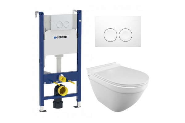 Комплект 3 в 1 инсталляция Geberit Duofix + Унитаз подвесной Iddis Cloud CLORDSEi25 + белая кнопка в стиле hi-tech