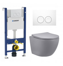 Комплект 3 в 1 инсталляция Geberit Duofix + Унитаз подвесной Vincea Globo VT1-14SMG + белая кнопка в современном стиле