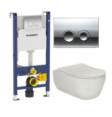 Комплект 3 в 1 инсталляция Geberit Duofix Delta + Унитаз подвесной Berges Wasserhaus Ego XL 082118 + кнопка хром в современном стиле
