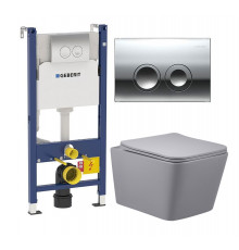 Комплект 3 в 1 инсталляция Geberit Duofix Delta + Унитаз подвесной Vincea Q-Line VT1-12MG + кнопка хром в современном стиле