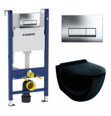 Комплект 3 в 1 инсталляция Geberit Duofix Delta + Унитаз подвесной Esbano Garcia ESUPGARCB + кнопка хром  в современном стиле