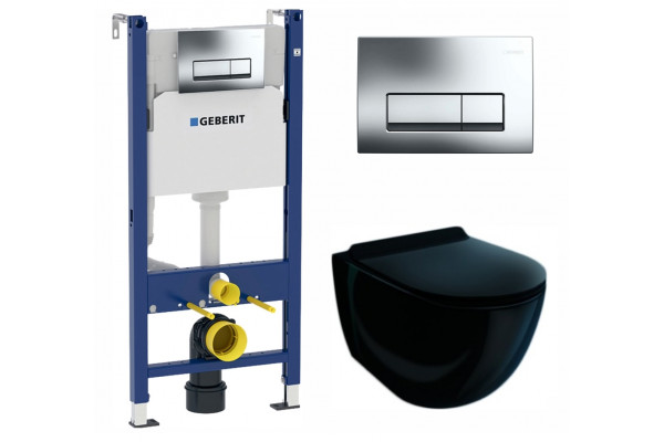 Комплект 3 в 1 инсталляция Geberit Duofix Delta + Унитаз подвесной Esbano Garcia ESUPGARCB + кнопка хром  в современном стиле