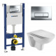 Комплект 3 в 1 инсталляция Geberit Duofix Delta + Подвесной унитаз WeltWasser Baarbach 004 GL-WT + кнопка хром  в современном стиле