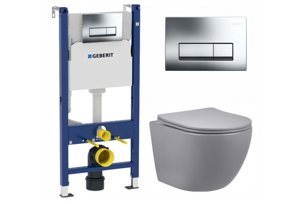 Комплект 3 в 1 инсталляция Geberit Duofix Delta + Унитаз подвесной Vincea Globo VT1-14SMG + кнопка хром  в современном стиле