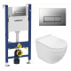 Комплект 3 в 1 инсталляция Geberit Duofix UP100 + Подвесной унитаз WeltWasser Heimbach 004 GL-WT + кнопка хром матовый в современном стиле
