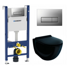 Комплект 3 в 1 инсталляция Geberit Duofix UP100 + Унитаз подвесной Esbano Garcia ESUPGARCB + кнопка хром матовый в современном стиле