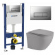 Комплект 3 в 1 инсталляция Geberit Duofix UP100 + Унитаз подвесной Weltwasser WW Merzbach 004MT-GR + кнопка хром матовый в современном стиле