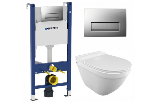 Комплект 3 в 1 инсталляция Geberit Duofix UP100 + Унитаз подвесной Iddis Cloud CLORDSEi25 + кнопка хром матовый в стиле hi-tech