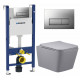 Комплект 3 в 1 инсталляция Geberit Duofix UP100 + Унитаз подвесной Vincea Q-Line VT1-12MG + кнопка хром матовый в современном стиле