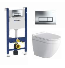 Комплект 3 в 1 инсталляция Geberit Duofix + унитаз Grossman GR-4483S + кнопка хром Delta51 в современном стиле