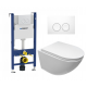 Комплект 3 в 1 инсталляция Geberit Duofix Delta + Подвесной унитаз Cerutti Spa Sella aria CT7183 с кнопкой белой круглой в современном стиле