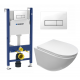 Комплект 3 в 1 инсталляция Geberit Duofix + Унитаз подвесной Cerutti Spa Sella aria CT7183 + кнопка белая в современном стиле
