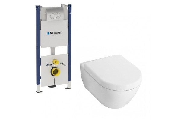 Комплект инсталляция Geberit Duofix + Villeroy&Boch Subway 2.0 + крышка 