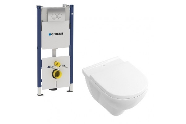 Комплект инсталляция Geberit Duofix + унитаз Villeroy&Boch O.Novo + крышка 