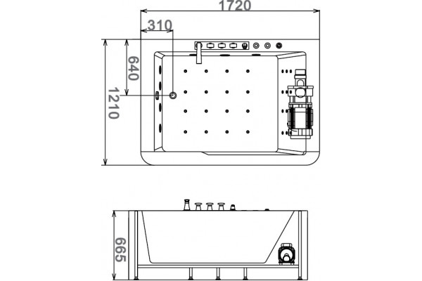 Акриловая ванна Gemy G9226 K пристенная, прямоугольная, объем 300 л.