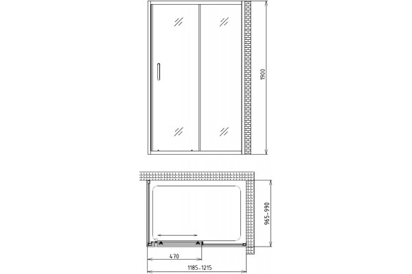 Душевой уголок Gemy Victoria S30191A-A100 120x100 см прямоугольный, двери раздвижные