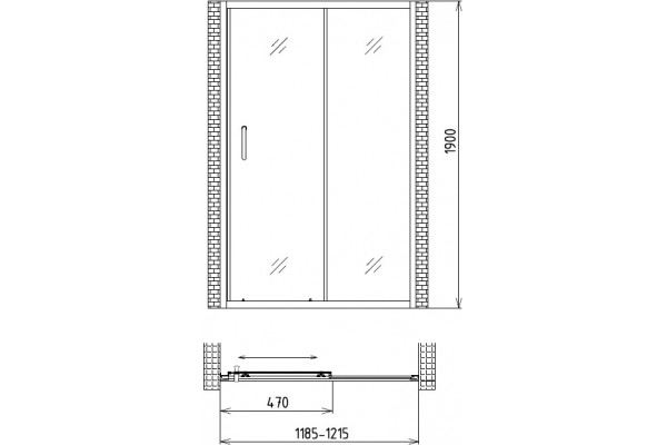 Душевая дверь в нишу Gemy Victoria S30191AM 120 см, профиль хром, раздвижная, стекло матовое