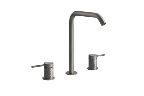 GESSI 316 Смеситель для раковины на 3 отверстия без донного клапана излив 156мм h=269мм цвет: steel brushed 54111#239