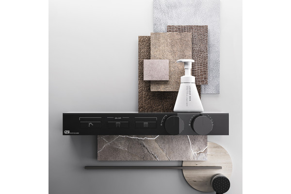 Gessi Hi-Fi Термостат для душа с включением до 3 источников одновременно (внешняя часть) цвет: Black Metal PVD 63014#706